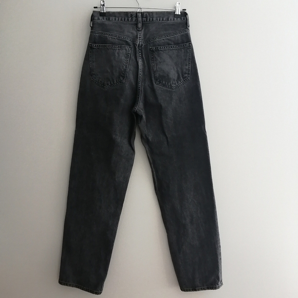 Agolde Criss Cross High Waist Loose Straight Jeans in Synchronize Gray Black 23 - Picture 4 of 16